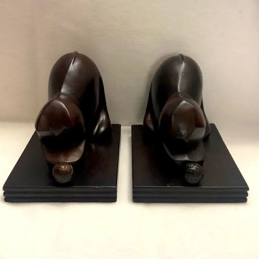 Selamat designs mahogany wood cats bookends